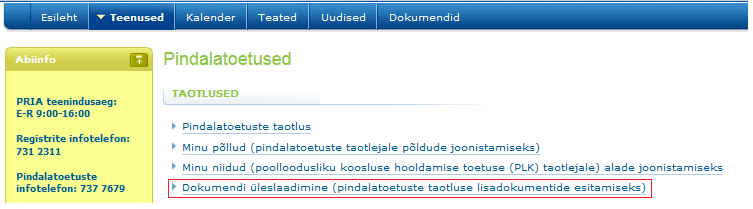 dokumendi üleslaadimise teenus