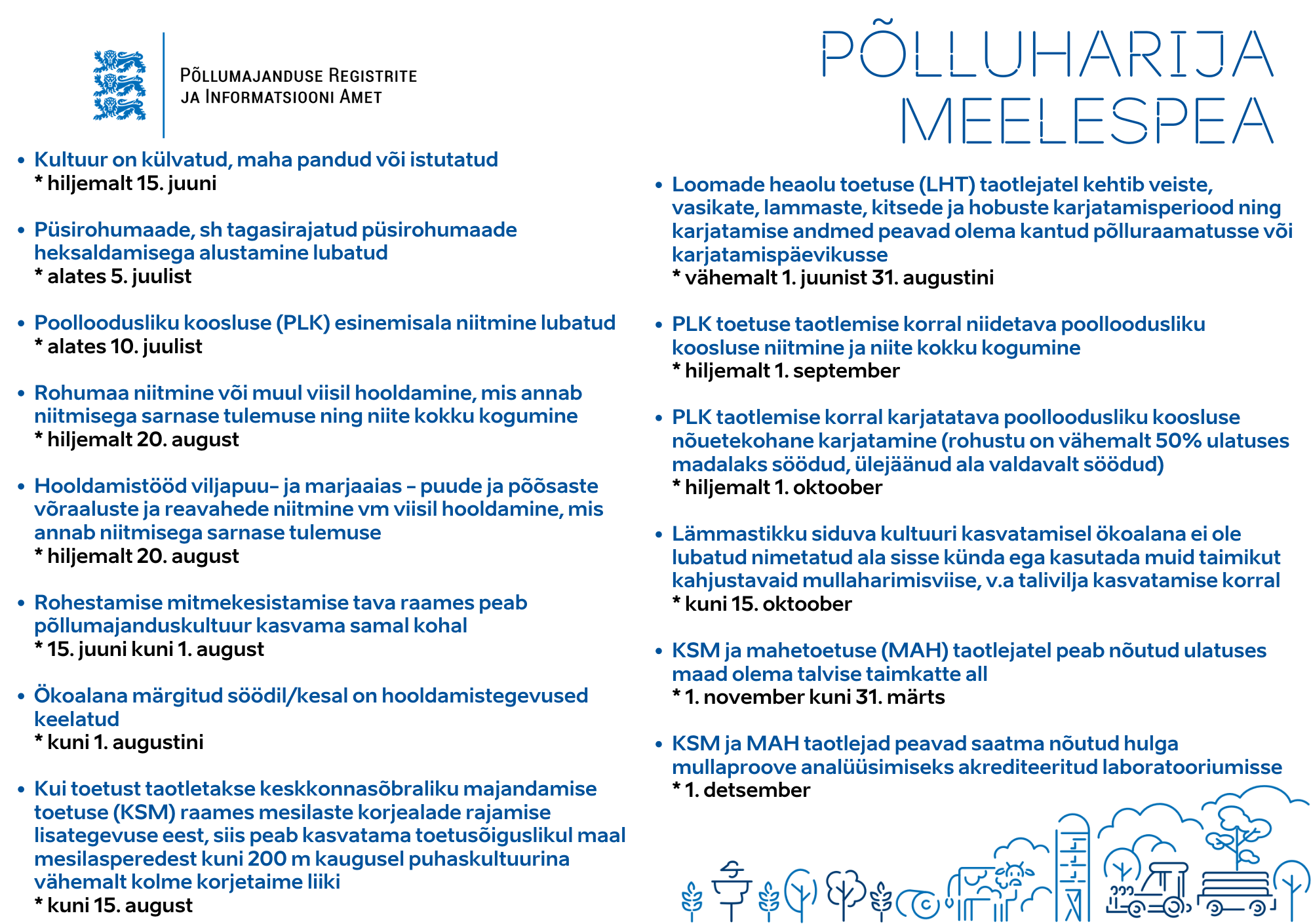 Põlluharija meelespea 2020