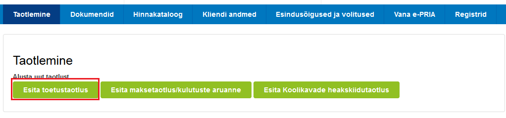 esita toetustaotlus esita toetustaotlus
