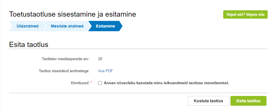 esitamine esitamine