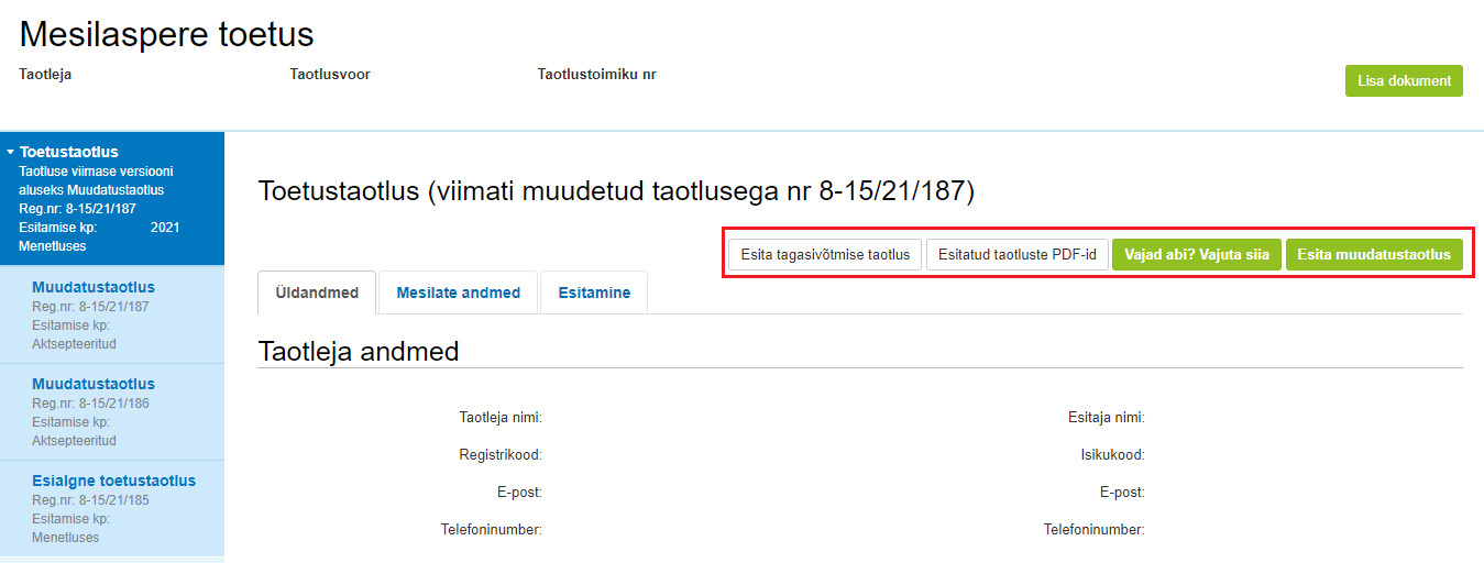 esitatud taotlus esitatud taotlus