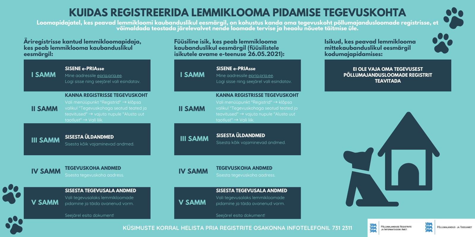 Lemmiklooma pidamise tegevuskoha registreerimine