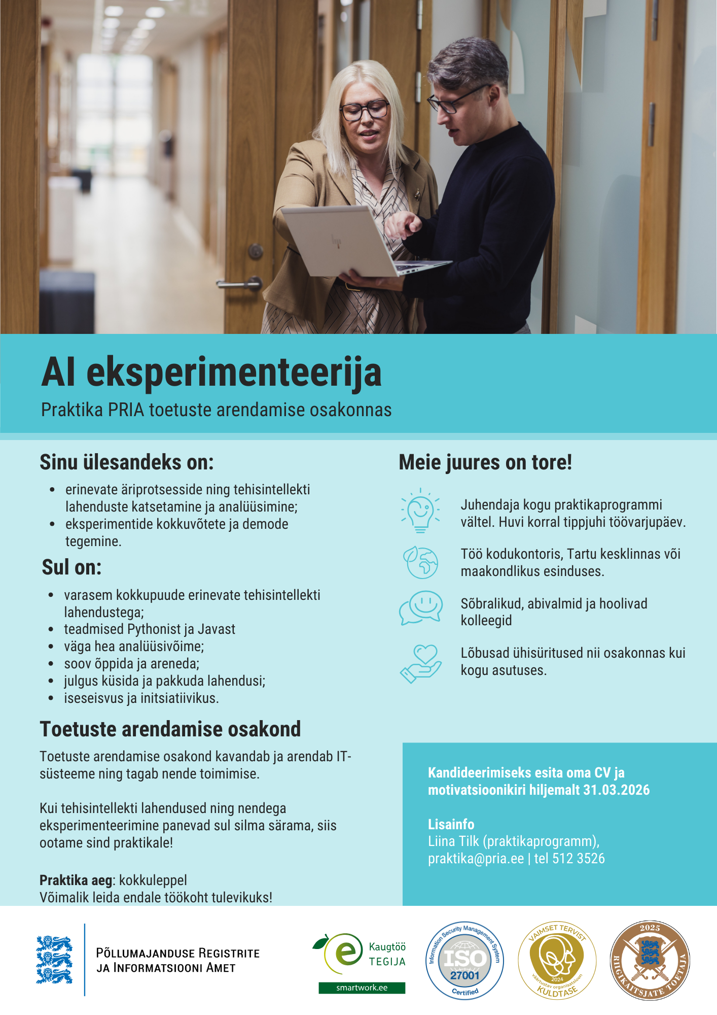 AI eksperimenteerija praktikapakkumine 2026