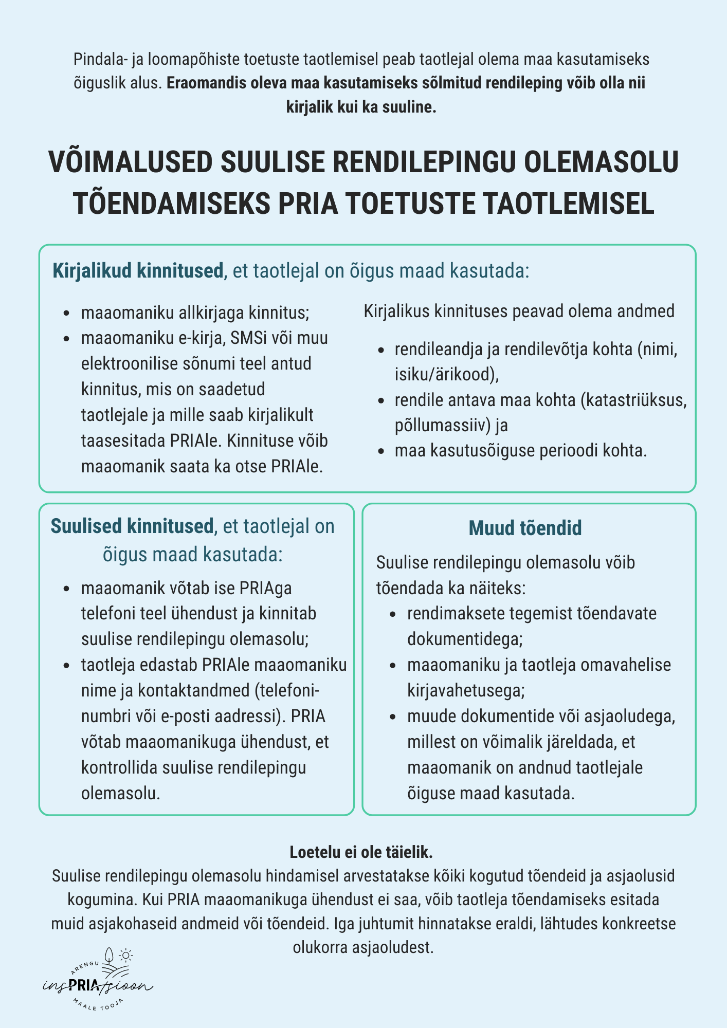 Võimalused suulise rendilepingu olemasolu tõendamiseks
